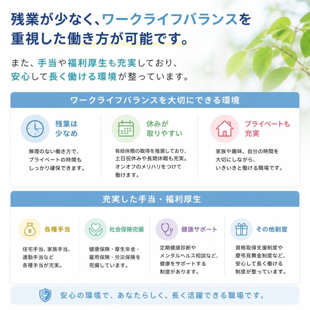 働きやすい環境と福利厚生の充実