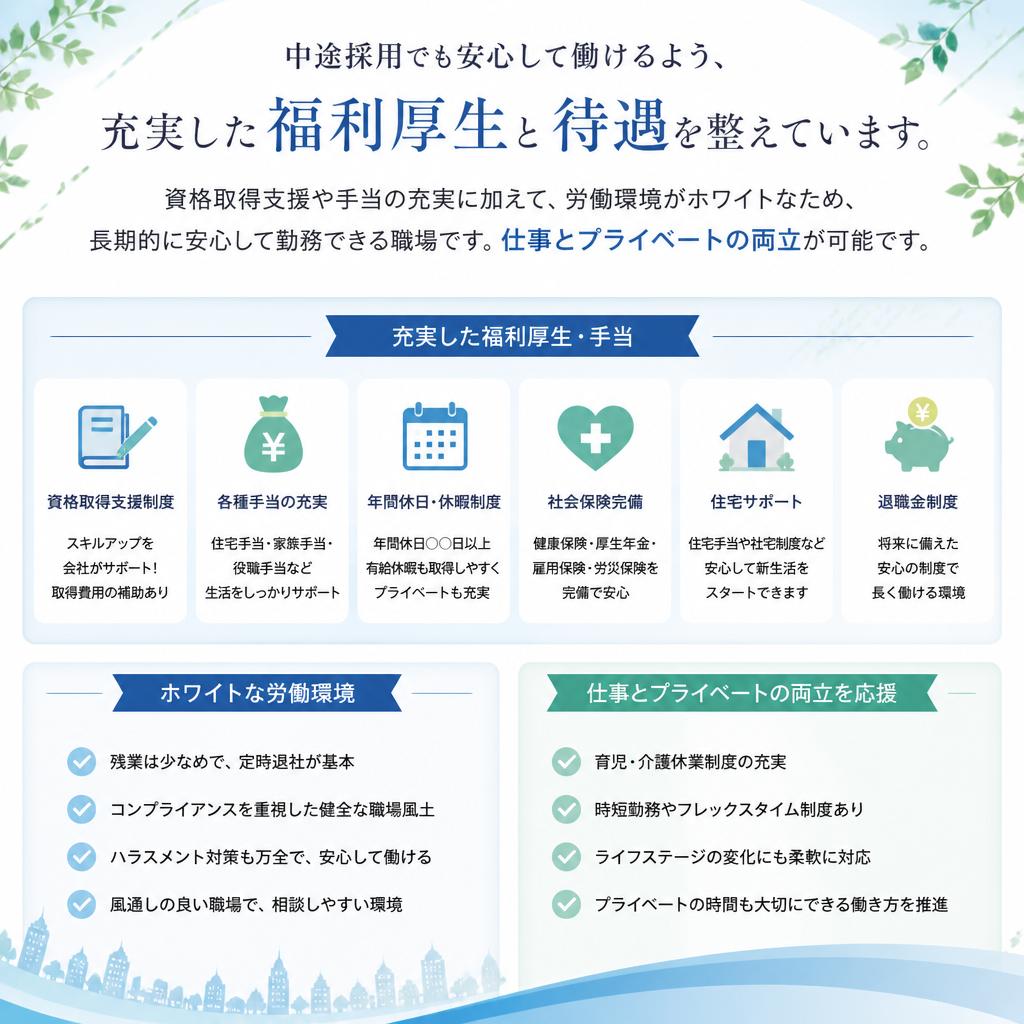 充実した福利厚生と待遇