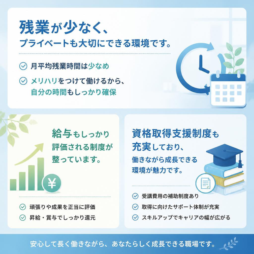 安心の福利厚生と働きやすい環境
