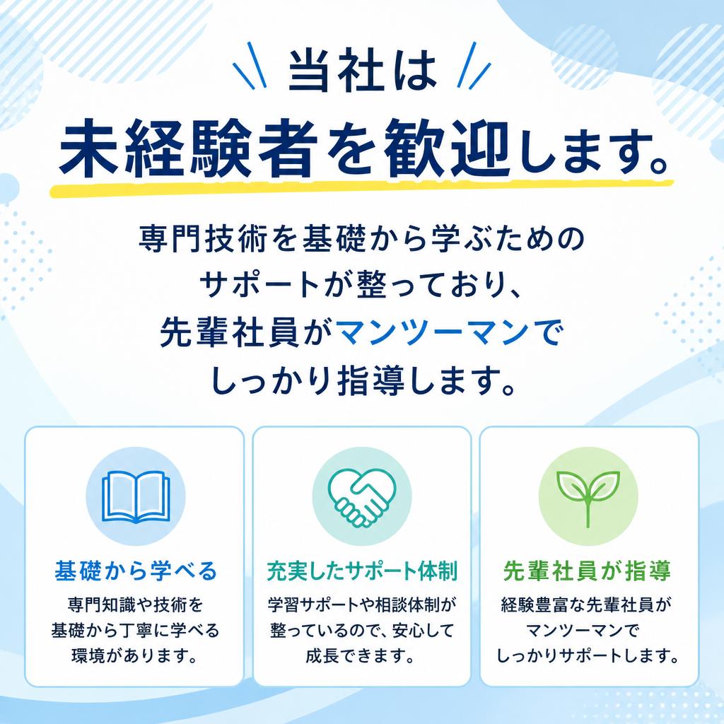 未経験者も安心、充実のサポート体制