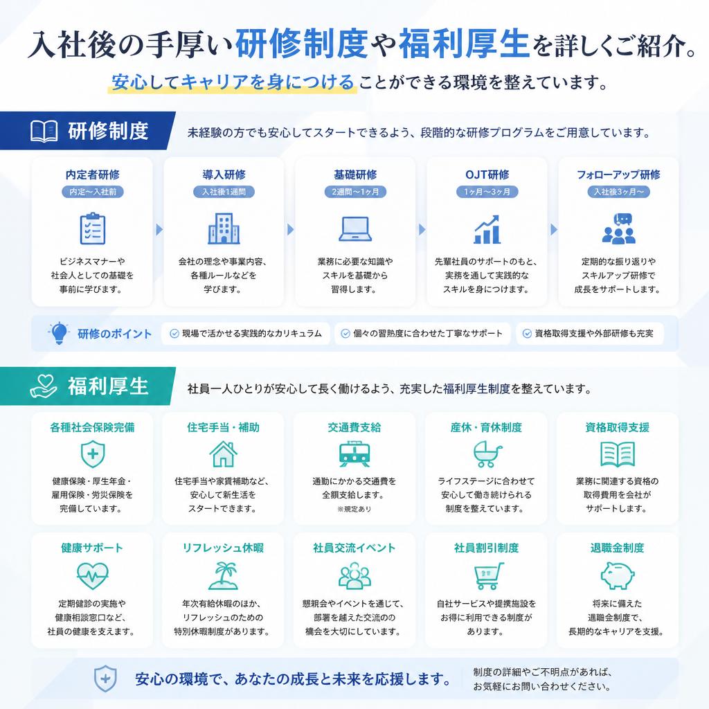 充実の研修とサポート体制