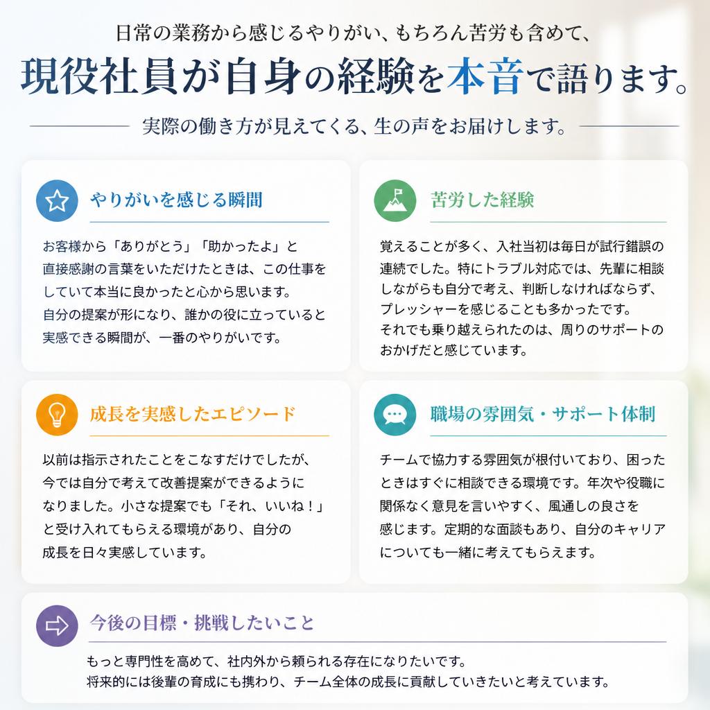 本音トーク：現役社員の声