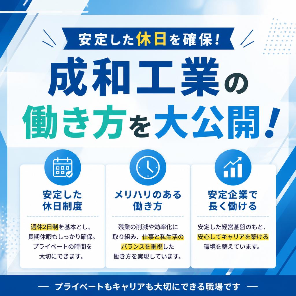 安定した休日を確保！成和工業の働き方を大公開！