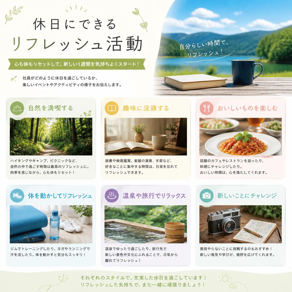 充実したリフレッシュタイム