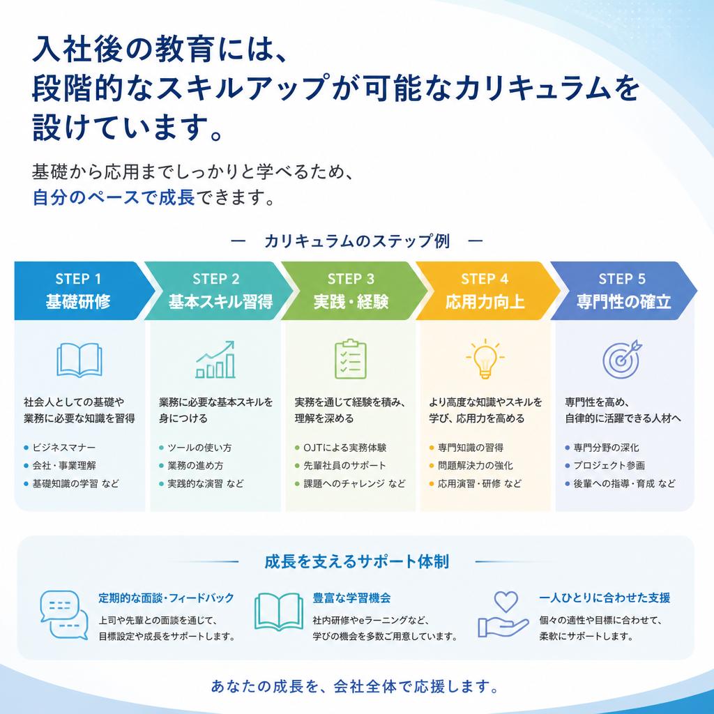 段階的なスキルアップを実現するカリキュラム