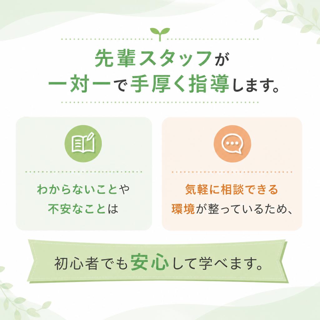 マンツーマン指導で安心サポート