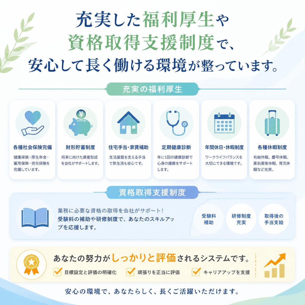 福利厚生が充実！長く働ける理由