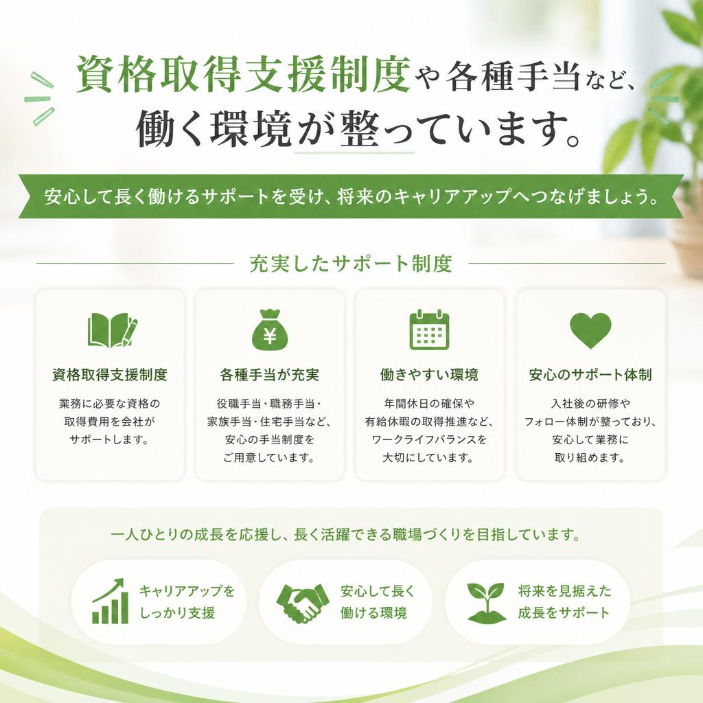 充実した福利厚生で安心の未来へ
