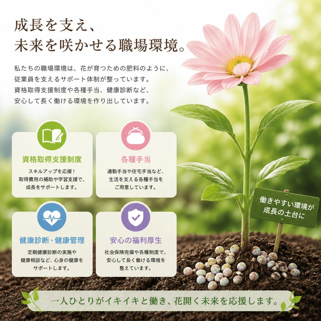 充実した福利厚生で安心して働ける