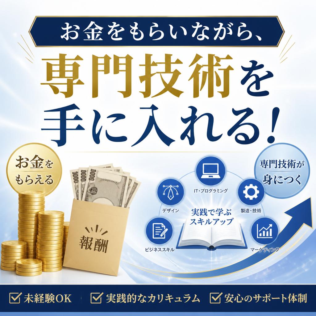 お金をもらいながら、専門技術を手に入れる！
