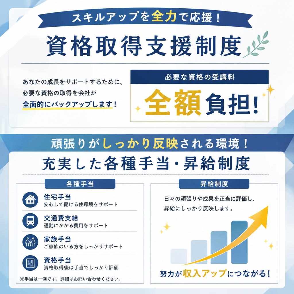 手厚いサポート体制と福利厚生