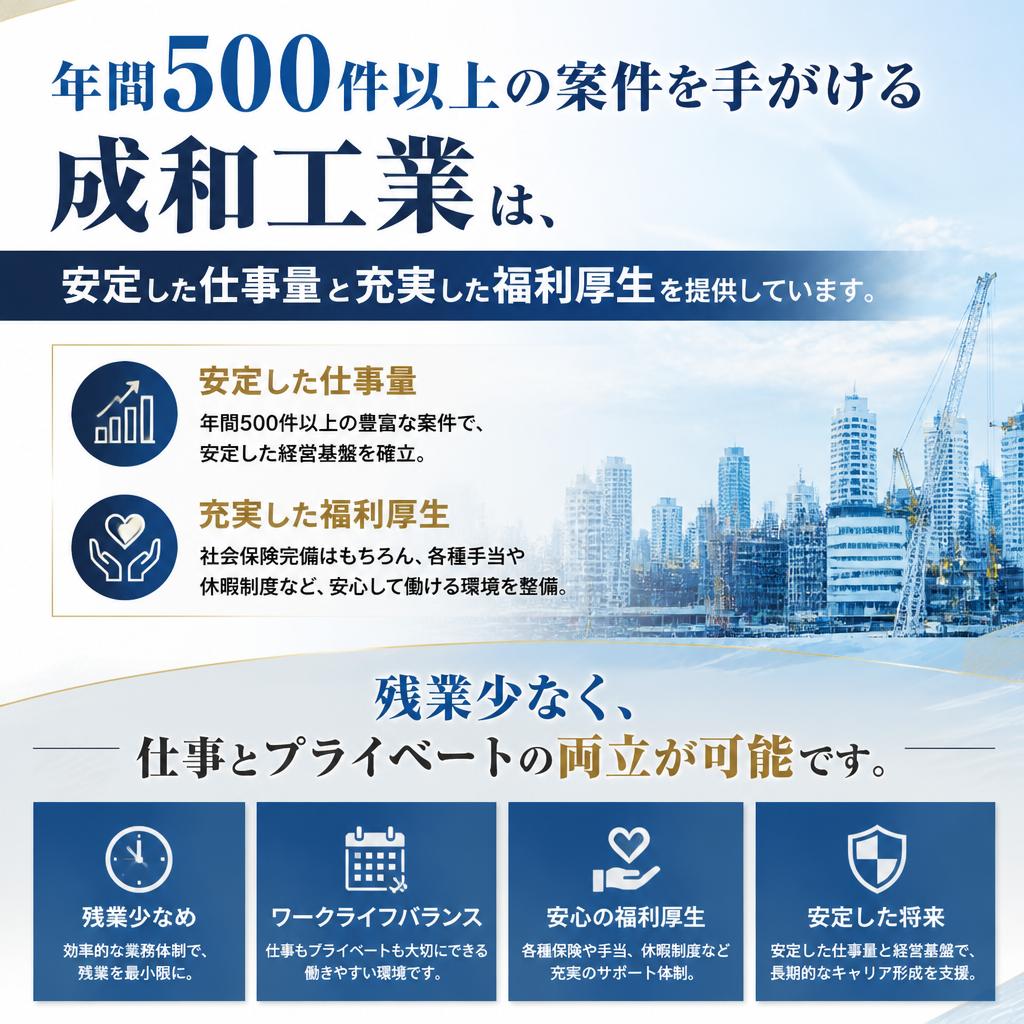 3. 安定した仕事量とホワイトな職場環境