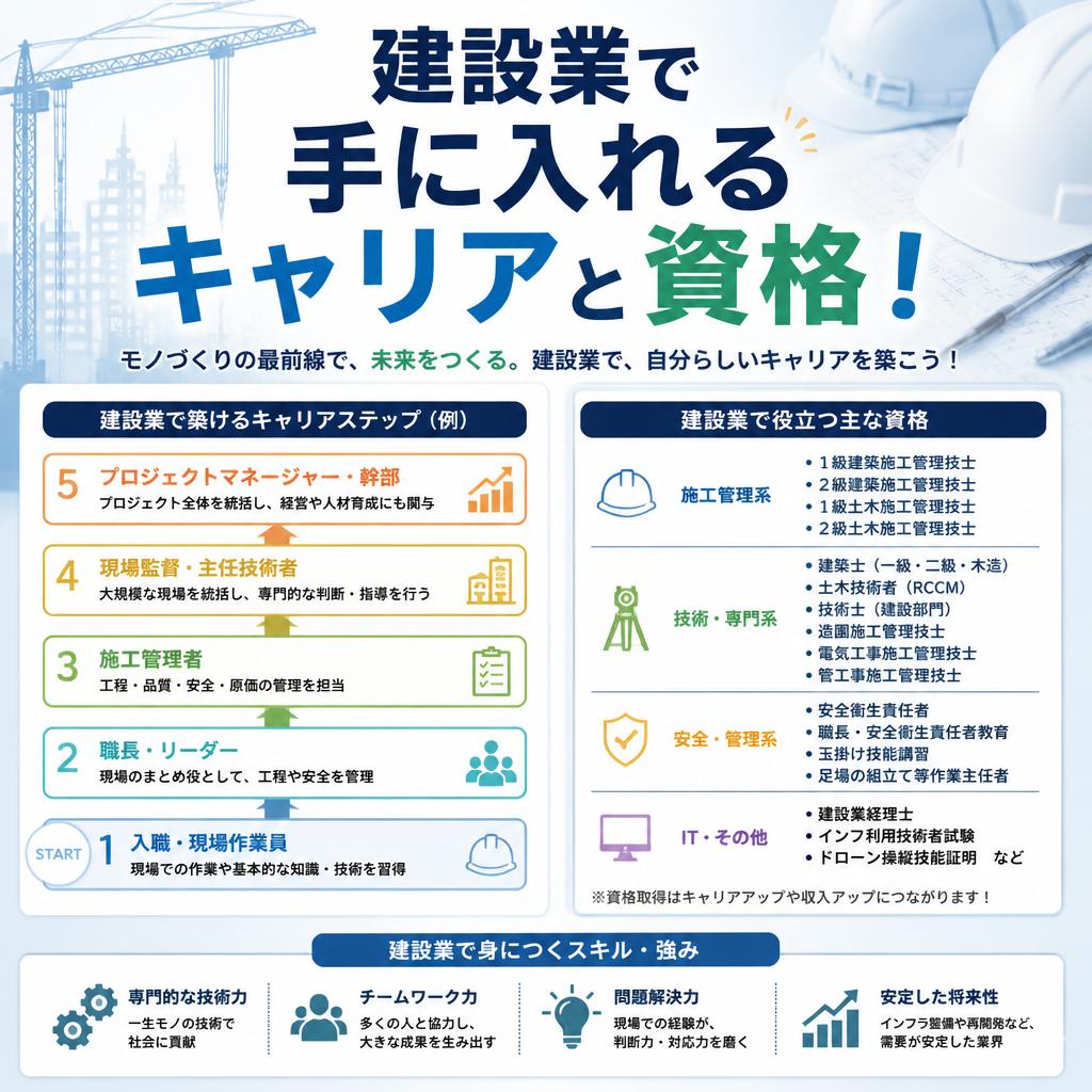 建設業で手に入れるキャリアと資格！
