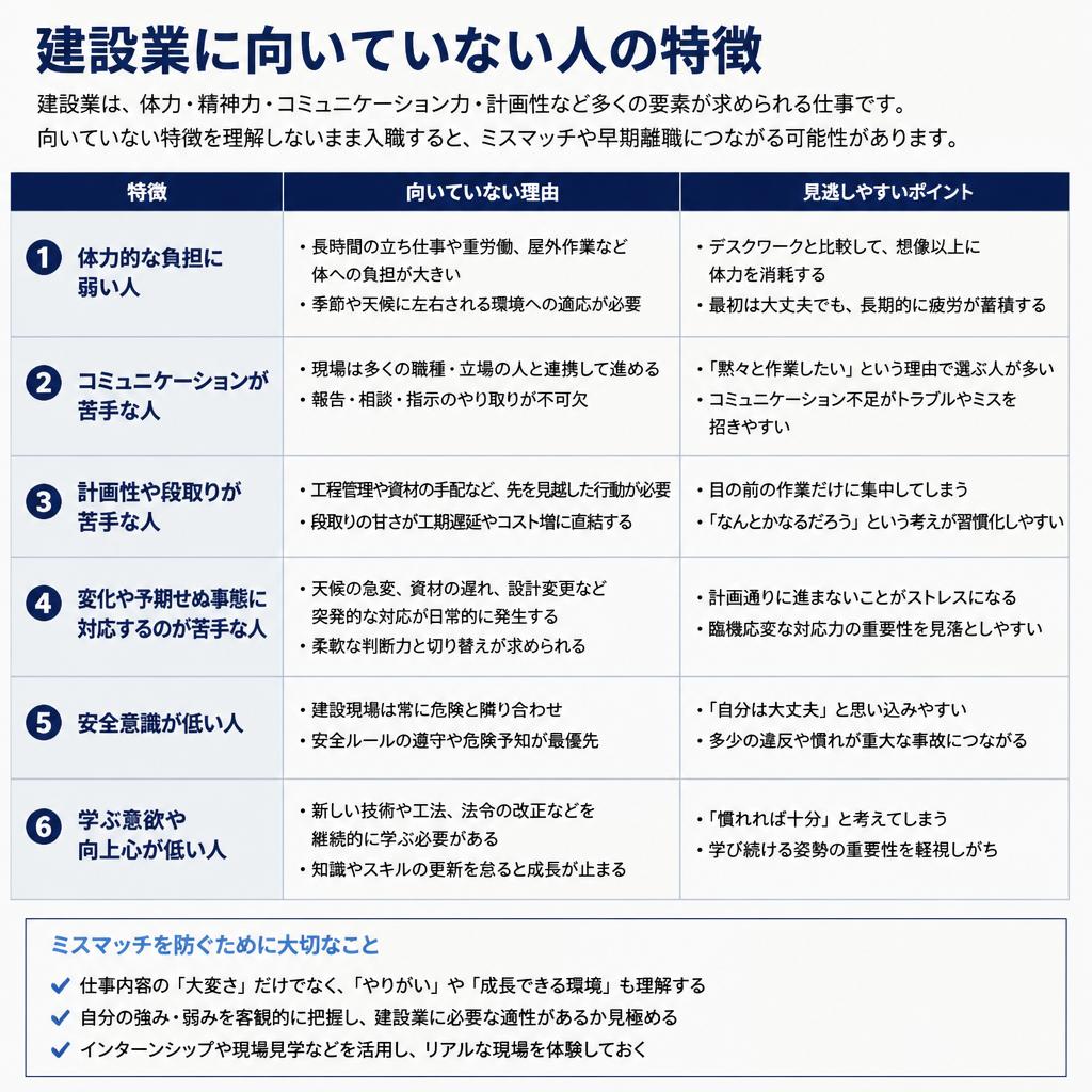 向いていない人の特徴