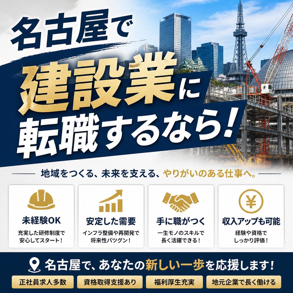 名古屋で建設業に転職するなら！